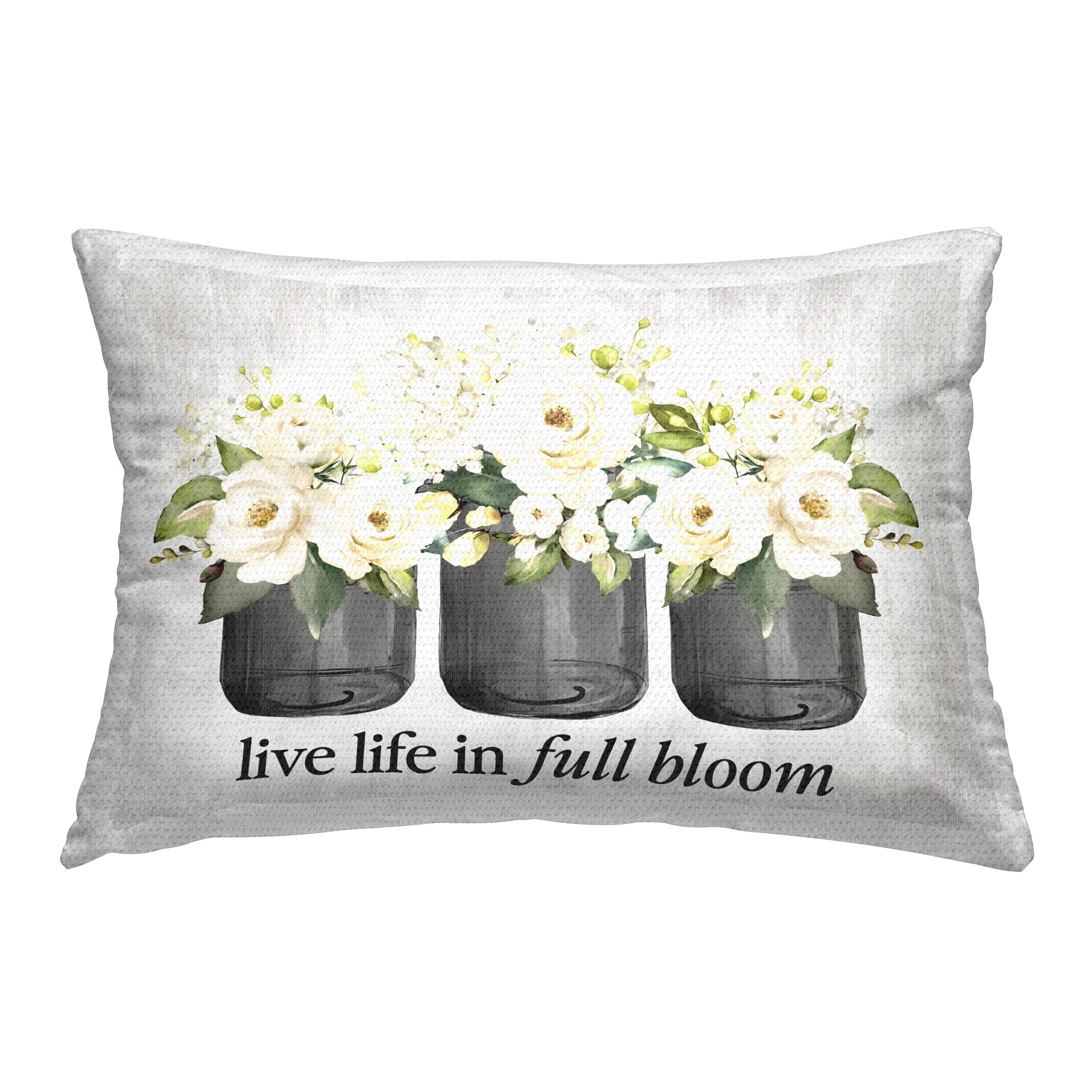 Stupell Life In Full Bloom Printed Outdoor Throw Pillow Design by Lettered and Lined