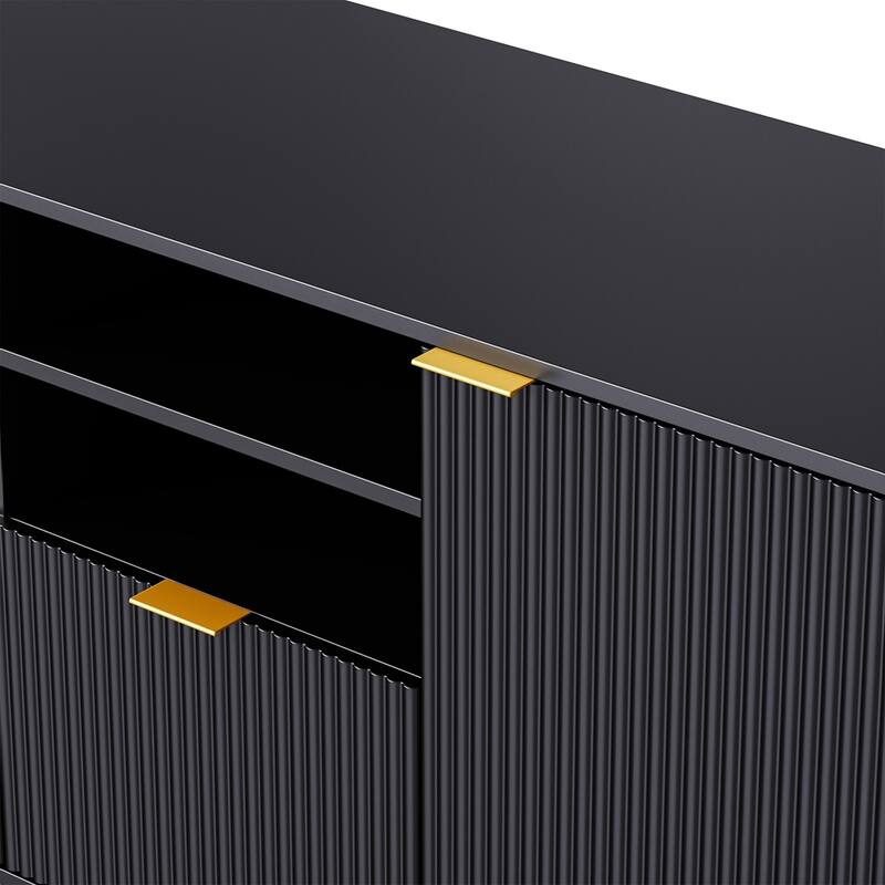 Modern Multifunctional 4-Piece Entertainment Wall Unit with 13 shelves