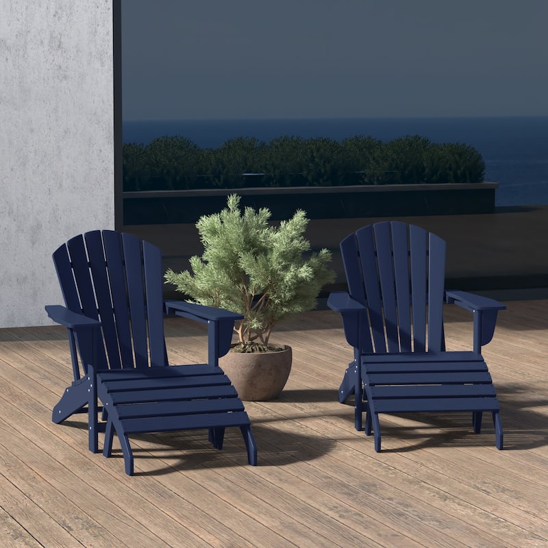 Altura Outdoor Eco-Friendly All Weather Adirondack Chairs with Ottomans (4-Piece Conversation Set)