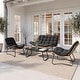 preview thumbnail 14 of 71, Double Papasan Chair Loveseat with Cushion, All-weather PE Rattan 2-Person Wicker Patio Chair for Indoor Outdoor Black+2 single chairs+table