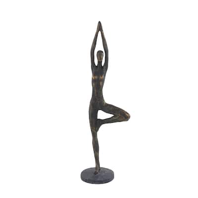 Polystone Yoga Decorative Sculpture - Brass - Roche River Decor