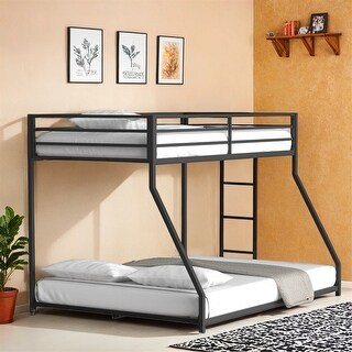 Sturdy Twin over Full Bunk Bed Metal for Kids,with Ladder & Guardrails
