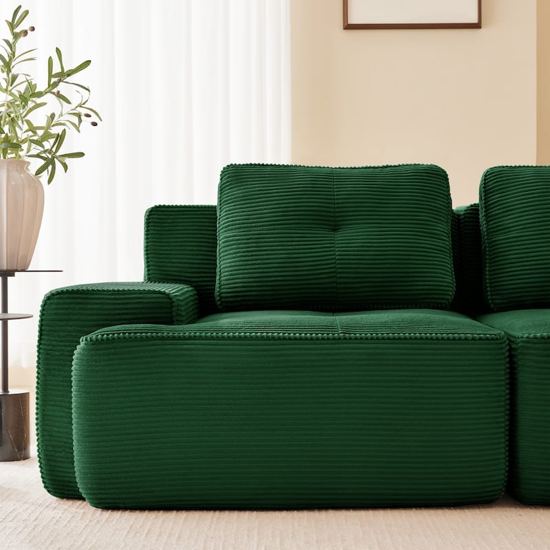 Modern U-Shaped Corduroy Sectional Sofa Couch with Removable Ottoman