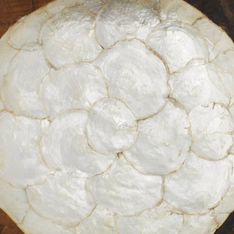 Teak Wood Handmade Live Edge Free Form Decorative Bowl with Capiz Interior - Brown - Roche River Decor