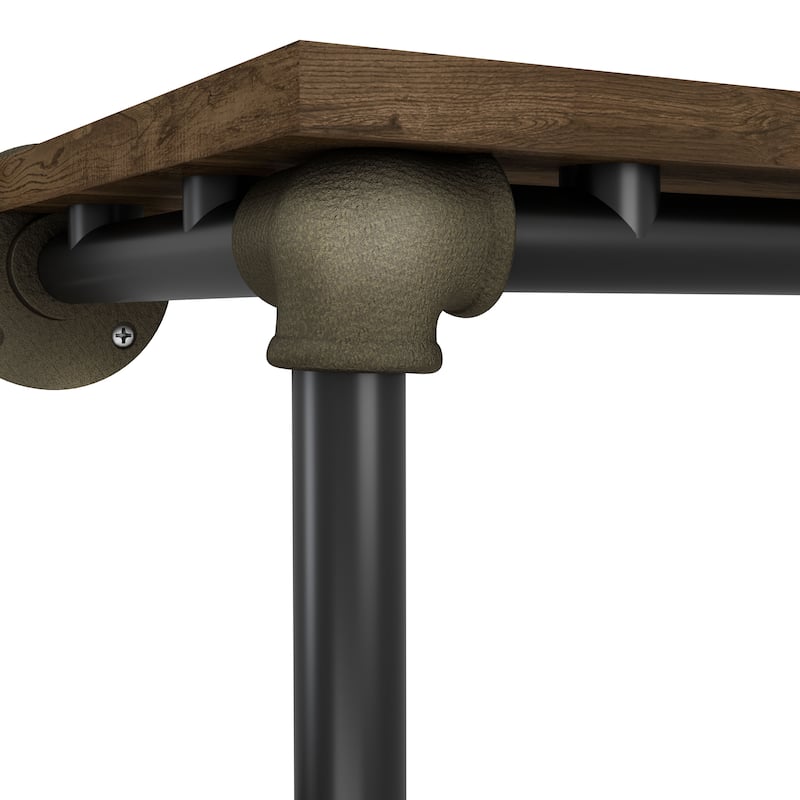 DH BASIC Industrial Reclaimed Oak Metal 3-Tier Wall Shelf by Denhour