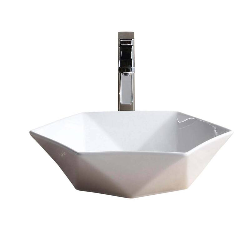 Fine Fixtures White Vitreous China Hexagon Vessel Bathroom Sink