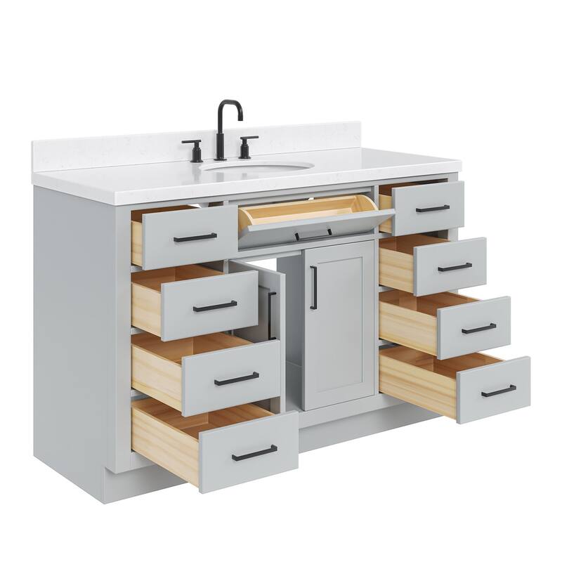 Ariel T054SCQOVO Hepburn 54" Free Standing Single Basin Vanity Set