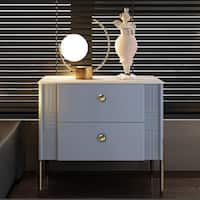 Nordic Modern Gray Nightstand for Bedroom with 2 Drawers , Sintered ...