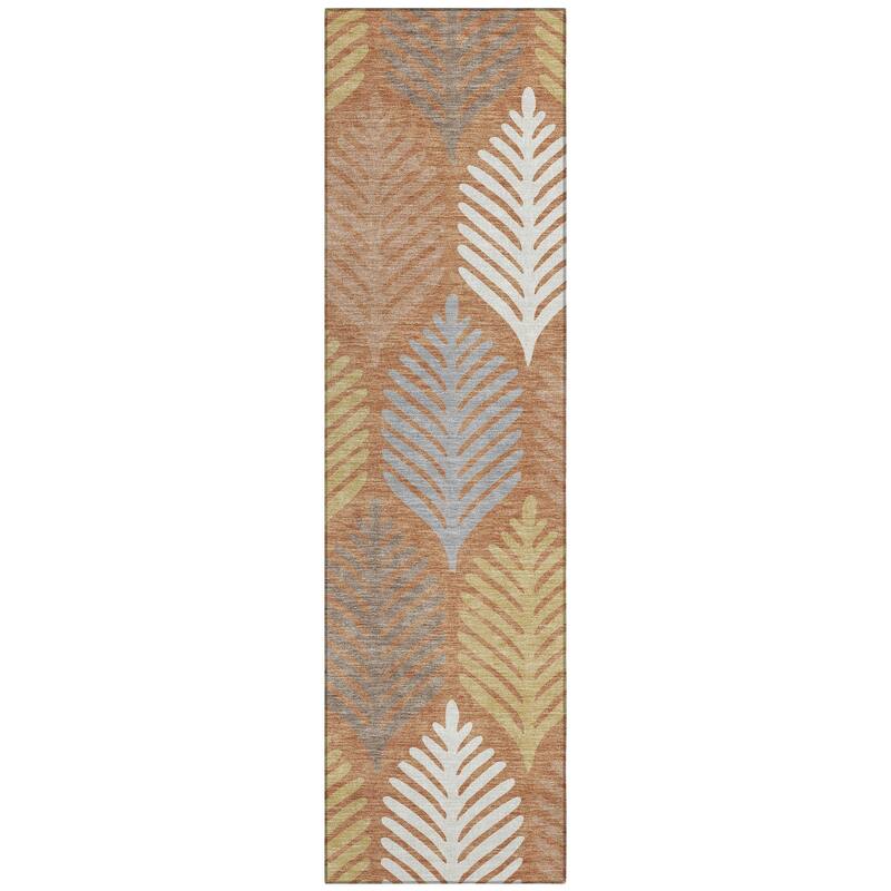 Machine Washable Indoor/ Outdoor Modern Fern Chantille Rug