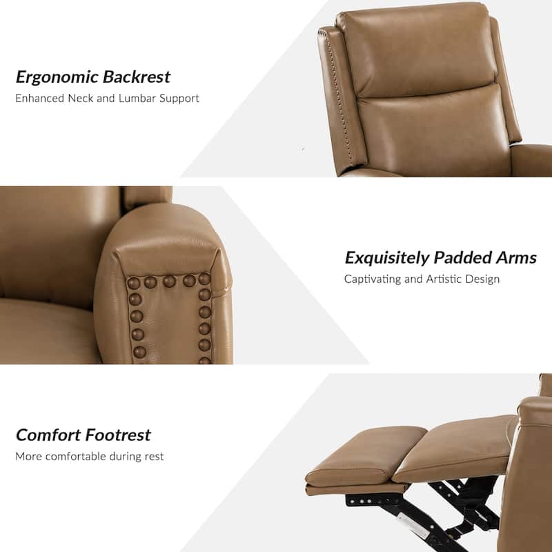 Fiacro 30.31"Wide Modern Genuine Leather Wingback Swivel Rocker Recliner with Nailhead Trims, Set of 2