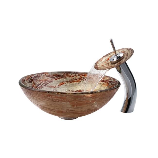 Kraus Bathroom Combo - 16-1/2" Ares Glass Vessel Bathroom Sink with