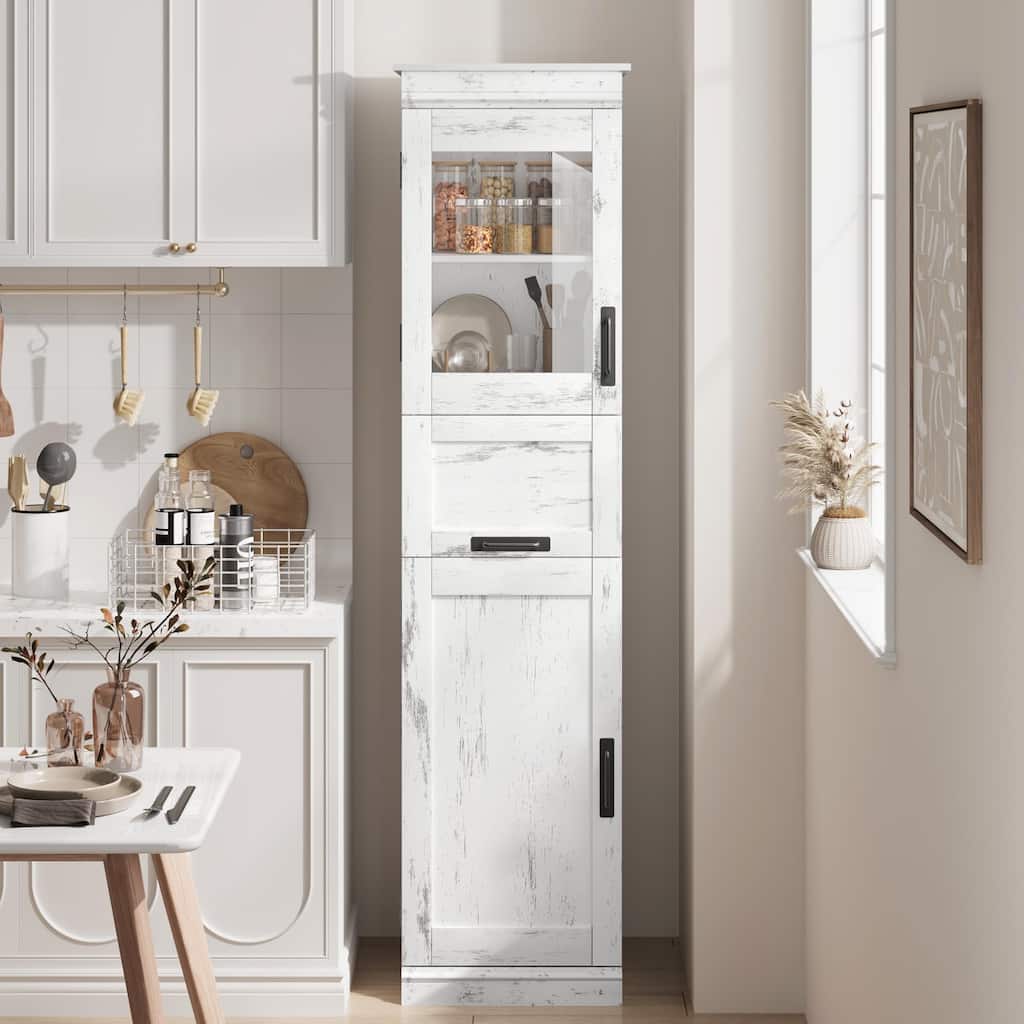 Bathroom Cabinet Kitchen Pantry Cabinet with Doors and Adjustable Shelf