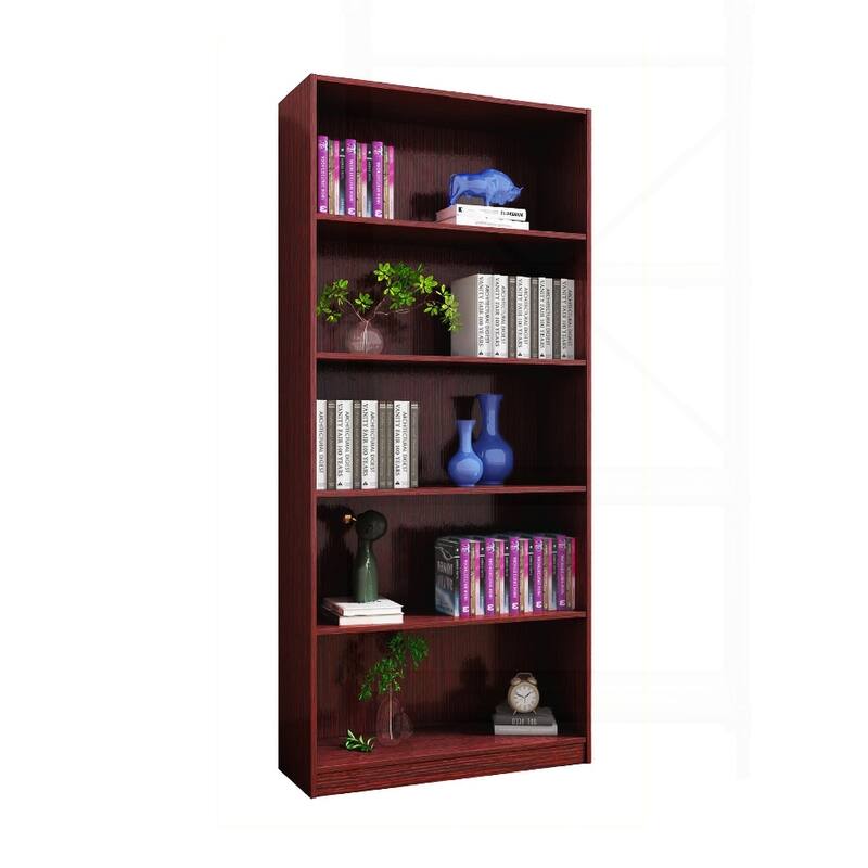 Sturdy Five-Shelf Wooden Bookcase for Home Decor and Storage