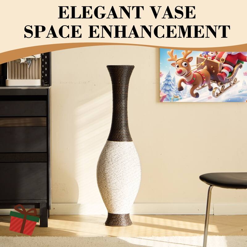 Hand-Woven PVC Rattan Floor Vase