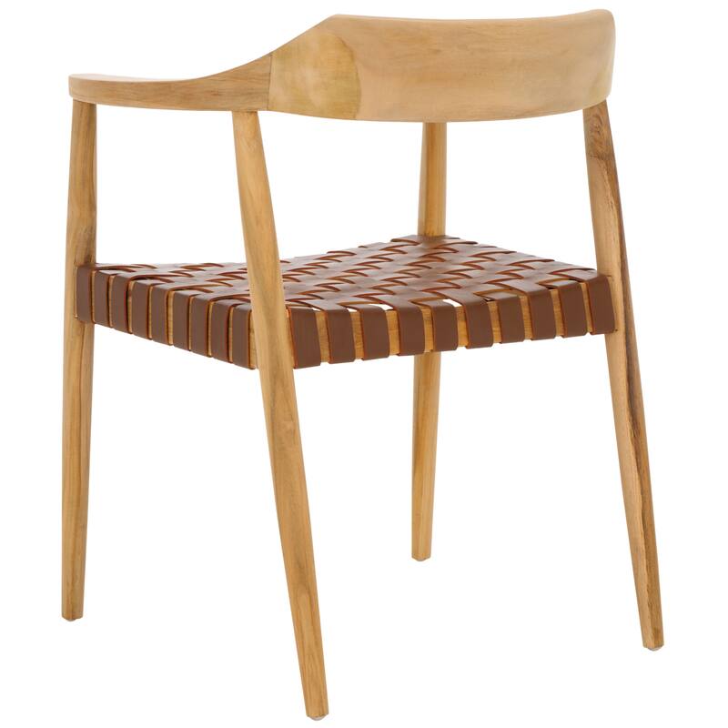 SAFAVIEH Diana Solid Wood & Leather Accent Chair (Fully Assembled) - W22" x D21" x H29" - 22Wx21Dx29H