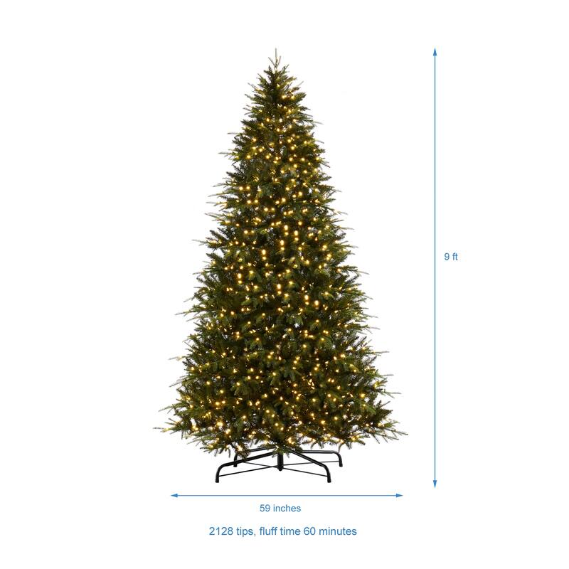 Traditional Artificial Christmas Tree with Lights, Prelit Christmas Tree, Pine Fir Christmas Tree with LED Lights