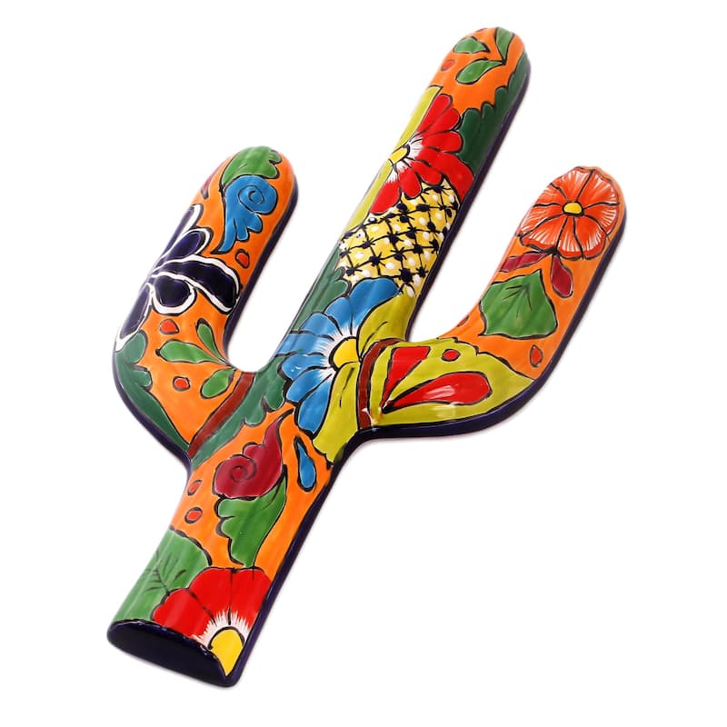 Novica Handmade Desert Saguaro Ceramic Wall Sculpture