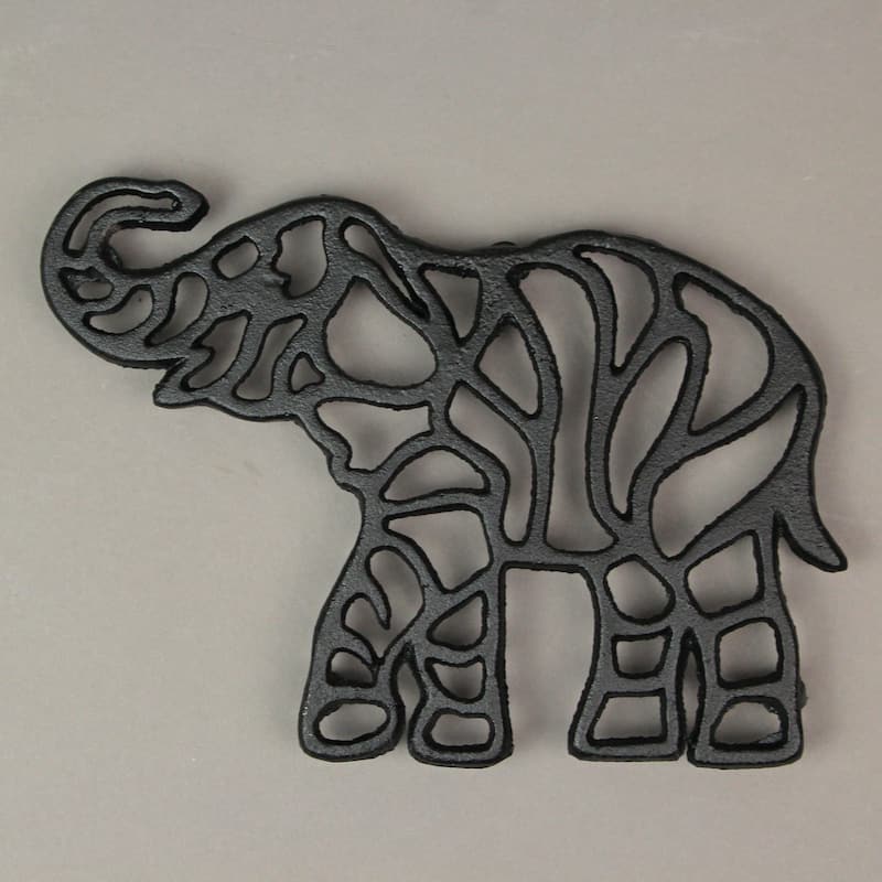 Zeckos Black Cast Iron Safari Animal Kitchen Trivets (Set Of 3) - 0.5 X 9.5 X 8.75 inches