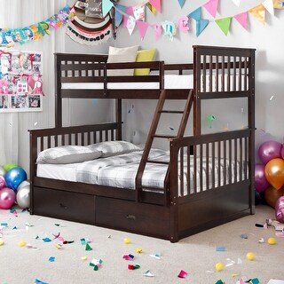 House Bed with Roof Design Twin/Twin House Bunk Bed With Shelves And Drawers,Sturdy Construction Loft Bed