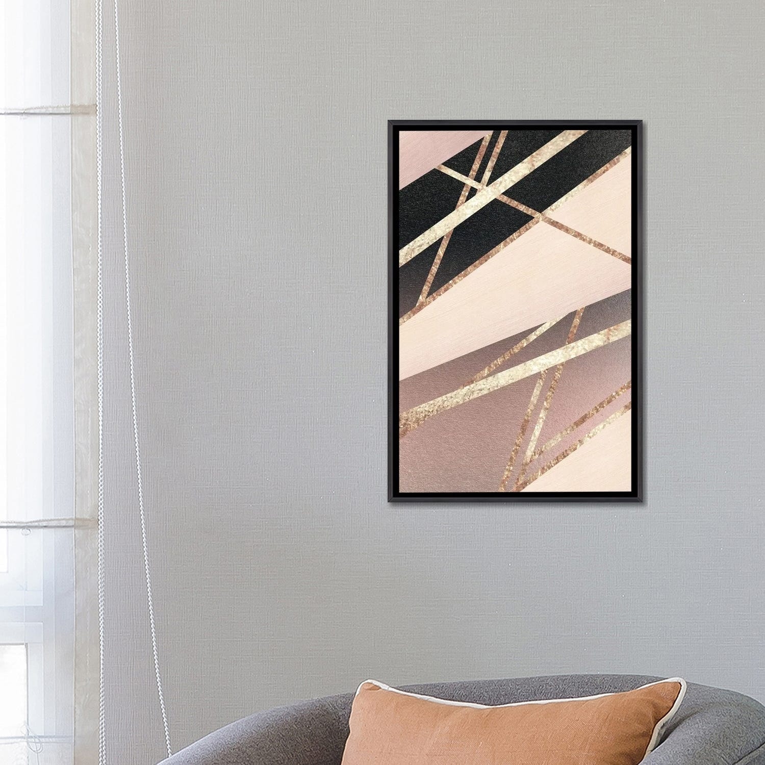 Teal, Aqua Blue, Ebony Black & Rose Gold Marble Agate Art Print by