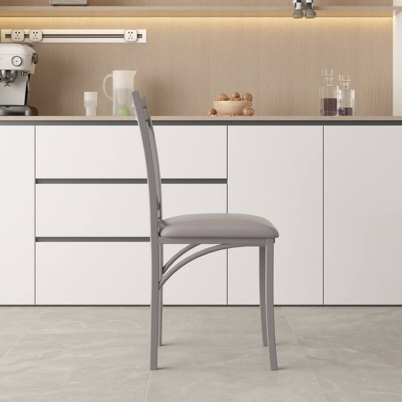 VECELO Metal Dining Chairs Set of 4 PU Leather Dining Chairs Set with X-Shaped Backrest for Kitchen & Dining Room Chairs