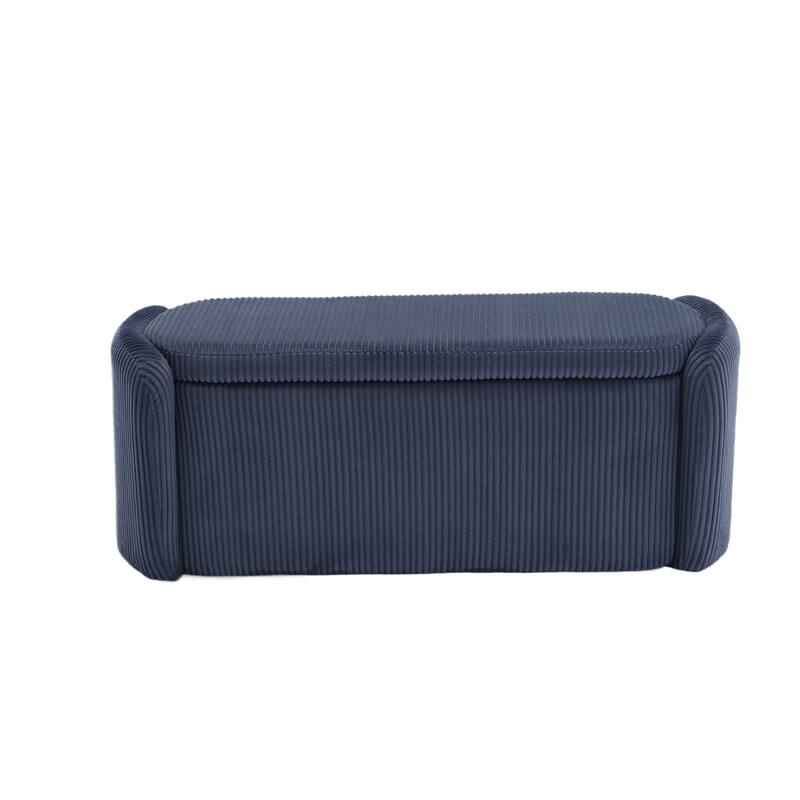 Corduroy Upholstered Storage Ottoman Bench with Safety Hinge for Living Room,Bedroom