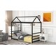 preview thumbnail 3 of 20, Twin House Platform Bed with Roof and Chimney, Metal Frame, Easy Assembly