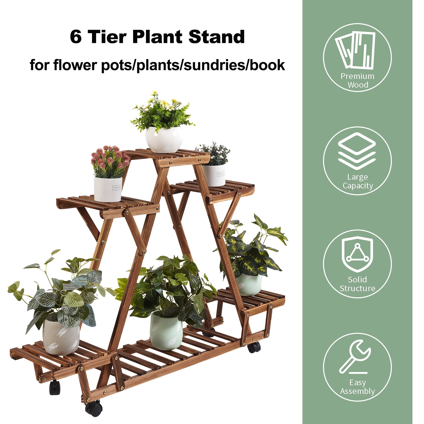 Triangular Plants Stand 32 inch Tall Shelf with Wheels - On Sale