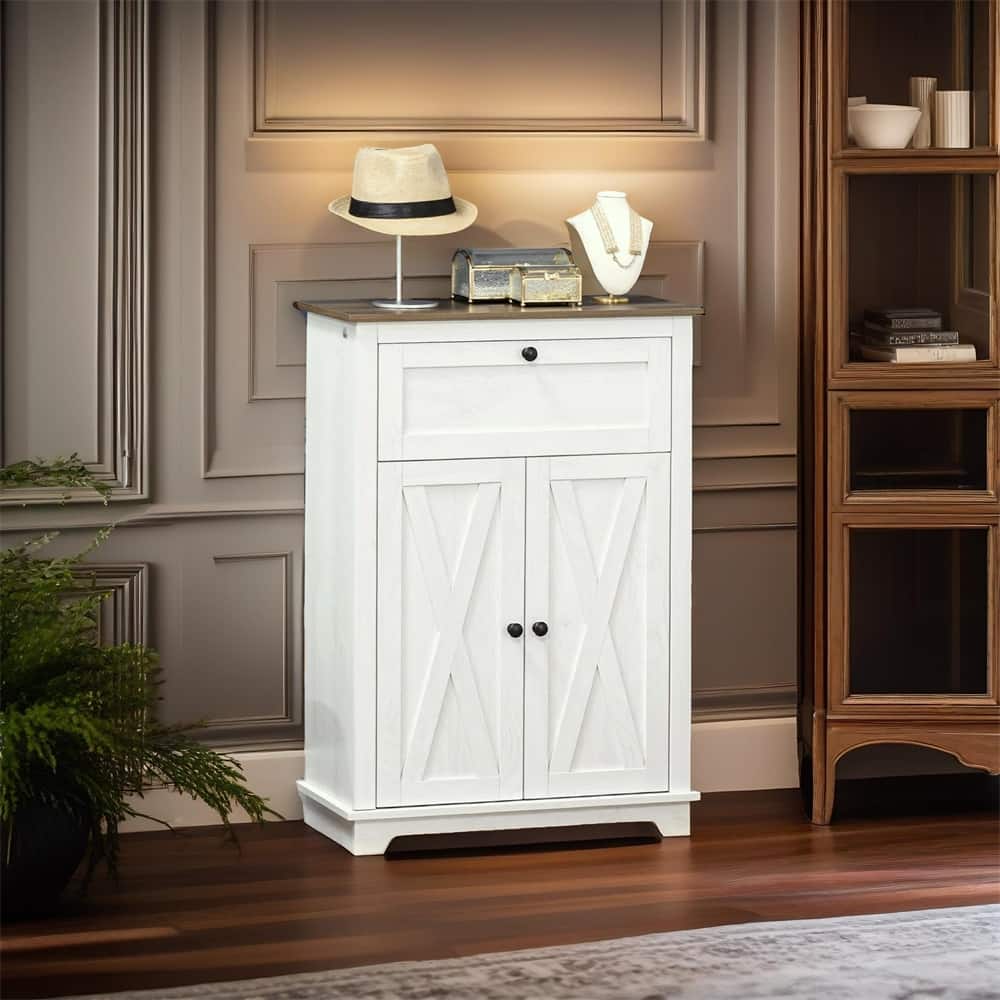 Farmhouse Barn Door Accent Cabinet, Kitchen Sideboard Storage Cabinet