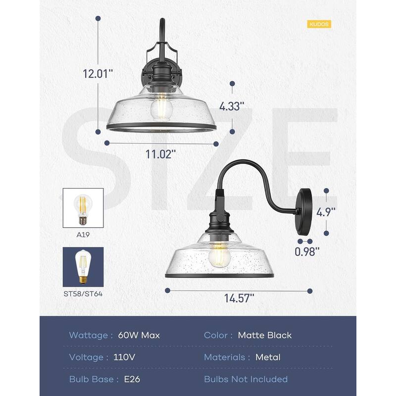 1 pack garage light black porch light glass, metal wall light