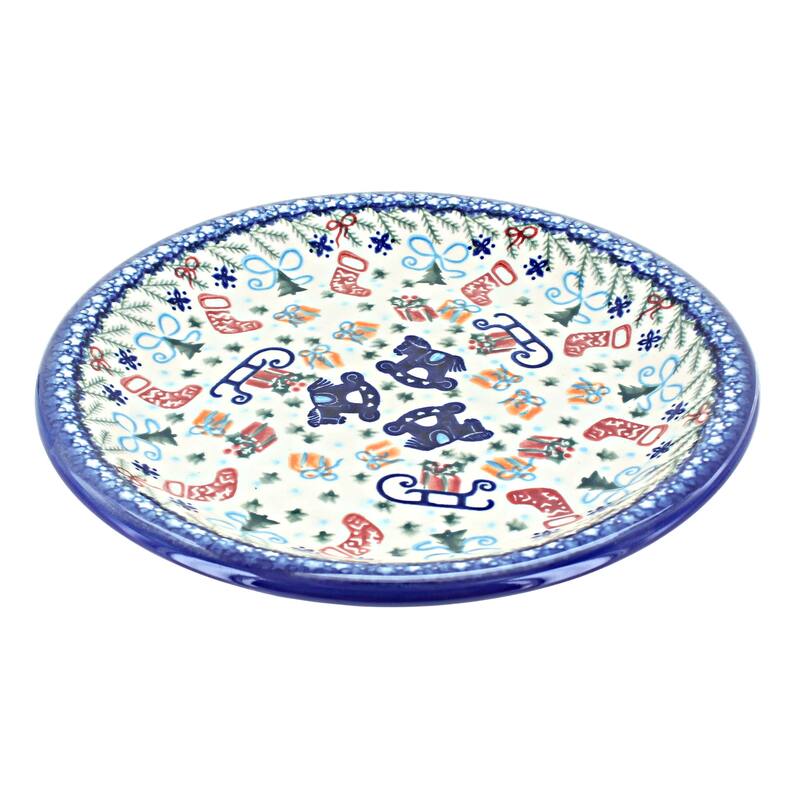 Blue Rose Polish Pottery Vena Dinner Plate - Christmas Bounty