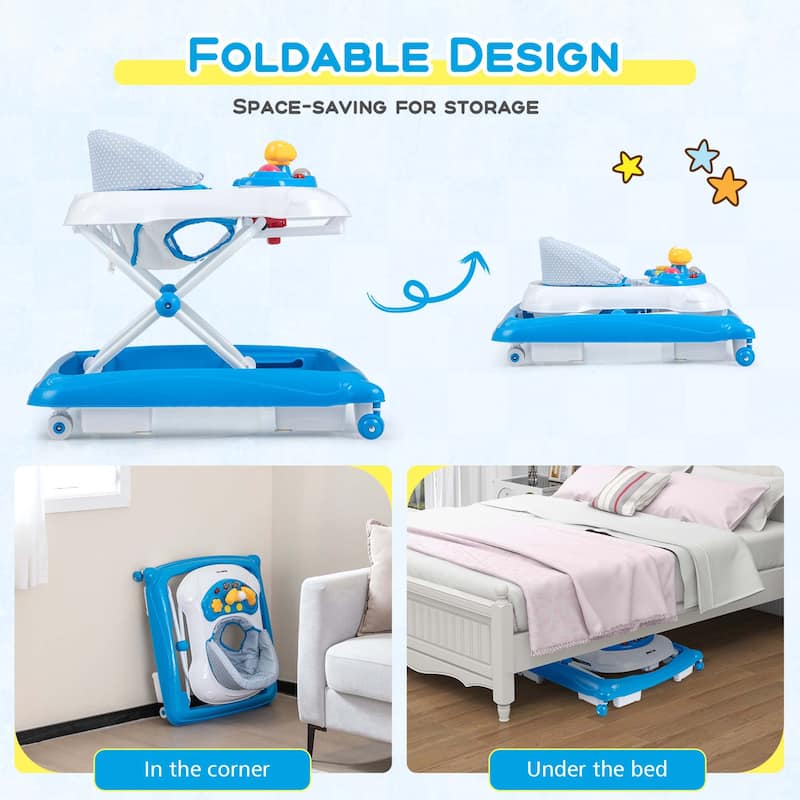 Honeyjoy Foldable Baby Walker with 3 Adjustable Heights Comfy Padded - See Details