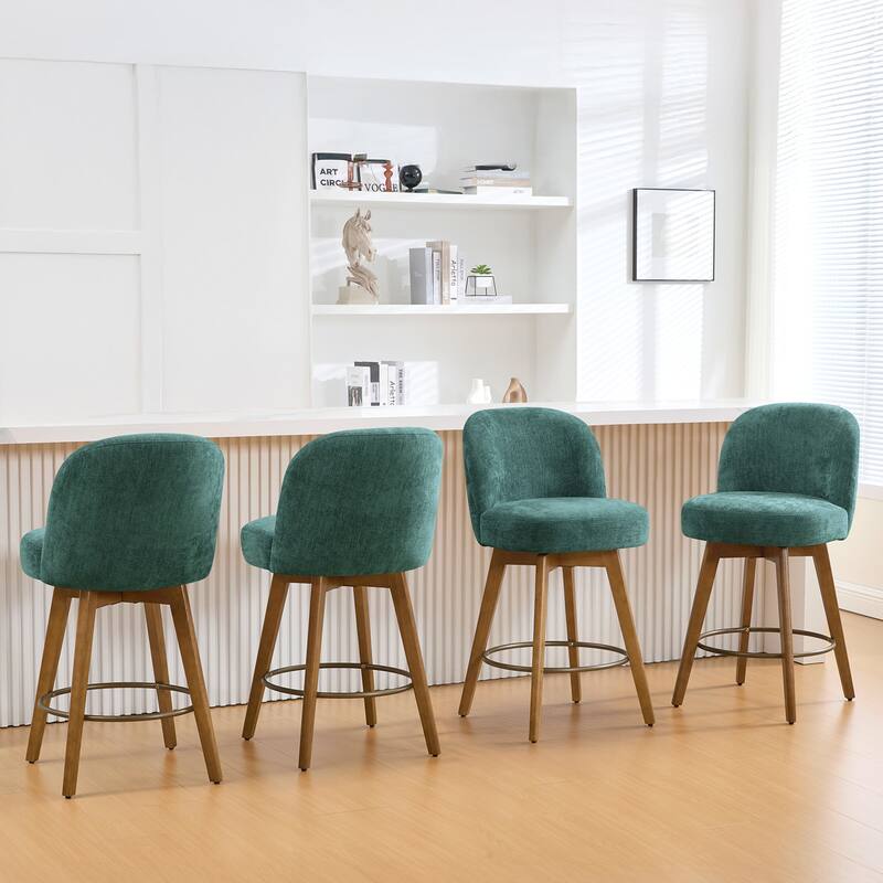 Fabric Upholstered Counter Height Swivel Bar Stools - 37.8"H x 19.7"W x 23.2"D