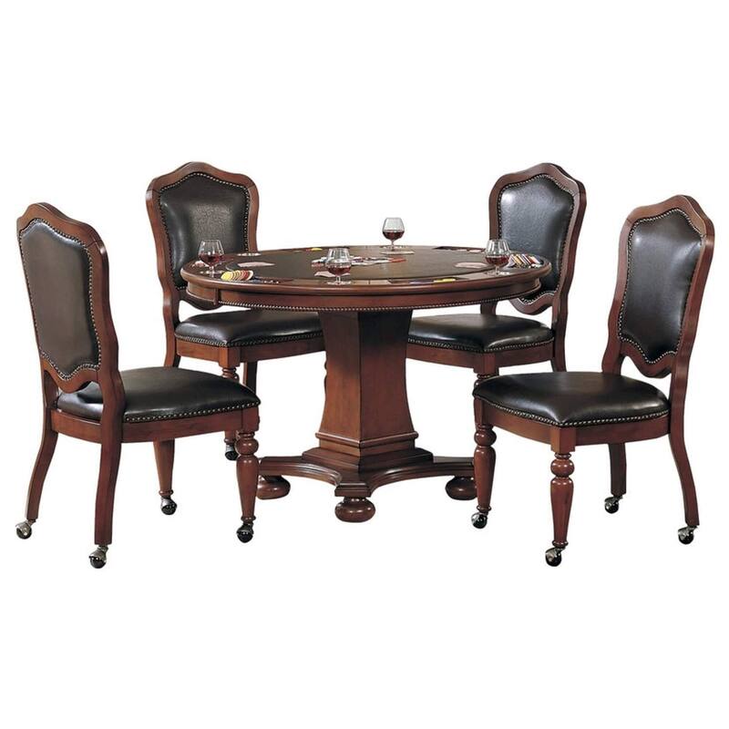 Round Dining Table Set 5 Piece - 48" Game Table with Chairs, Poker Table, Reversible Top, Comfortable Seating