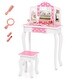 preview thumbnail 3 of 7, Kids Princess Makeup Dressing Table with Polka Dot Design for Pretend Play - 24" L x 11" W x 38.5" H