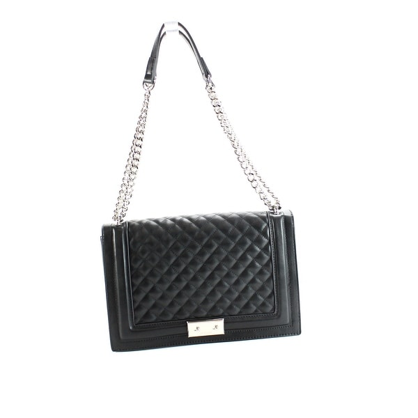 Nine West Black Silver Chain Quilted Inaya Shoulder Handbag Nine West Black Silver Chain Quilted Inaya Shoulder Handbag Purse