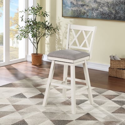 Brookline Wooden Linen Swivel Dining Room Barstool