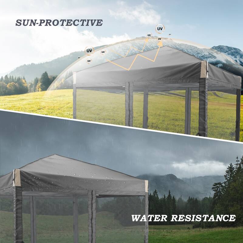 Aoodor 10 x 10 FT Pop Up Canopy Tent Portable Instant Shade Canopy with Netting for Camping, Party and Other Outdoor Events