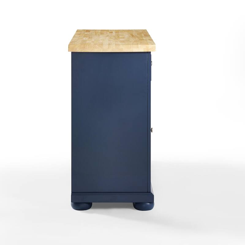 Kitchen Island Cart with Storage - 75 Inch Kitchen Island with Drawers & Cabinets - Mobile Kitchen Island Navy Blue