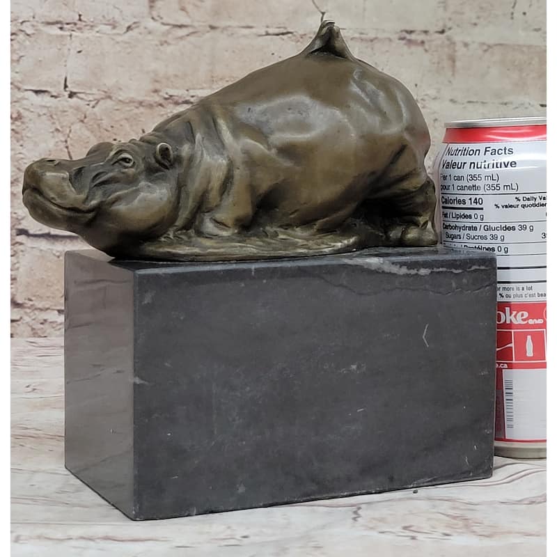 Miniature Hippopotamus Hippo Bronze Figure Statue Sculpture Collectible 6.5 Inches X 5 Inches
