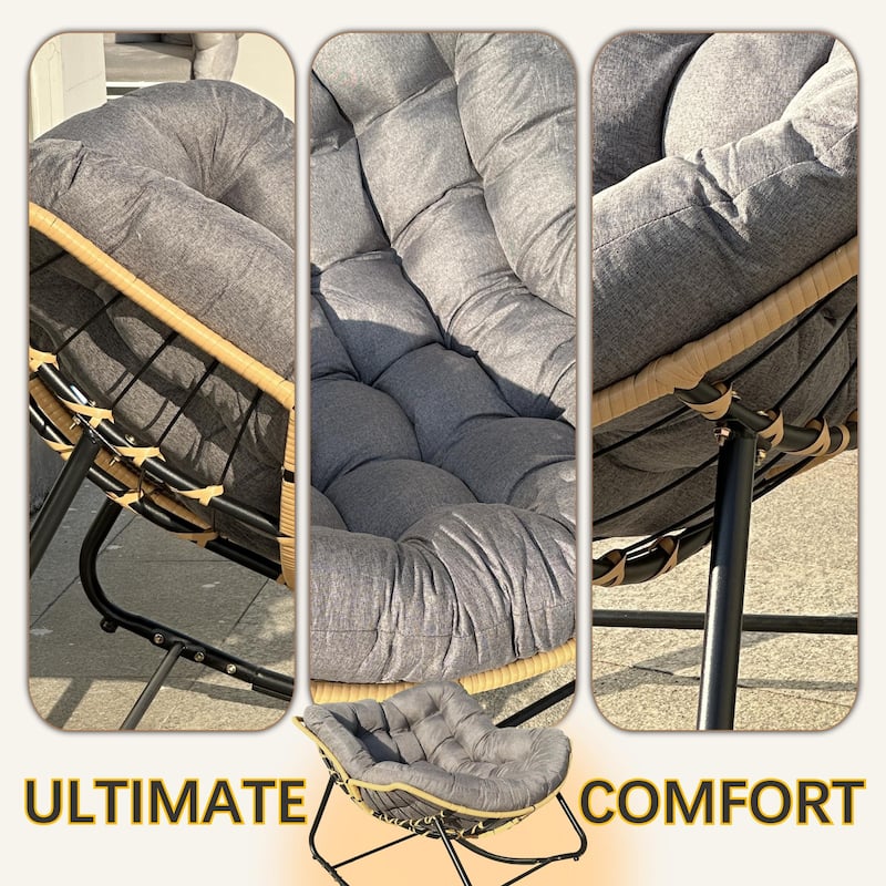 Outdoor Rocking Chair, Patio Egg Rocking Chair, Indoor Papasan Chair, Rattan Wicker Lounge Chair, Modern Royal Chair