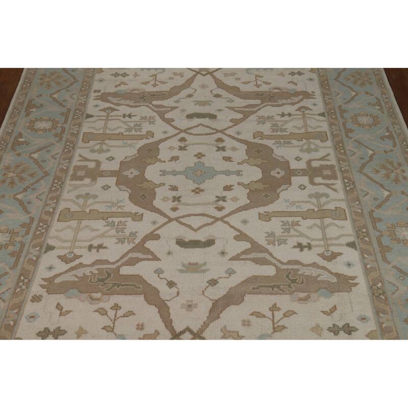 Transitional Oushak Indian Area Rug Hand-Knotted Wool Carpet - 7'10" x 9'10"