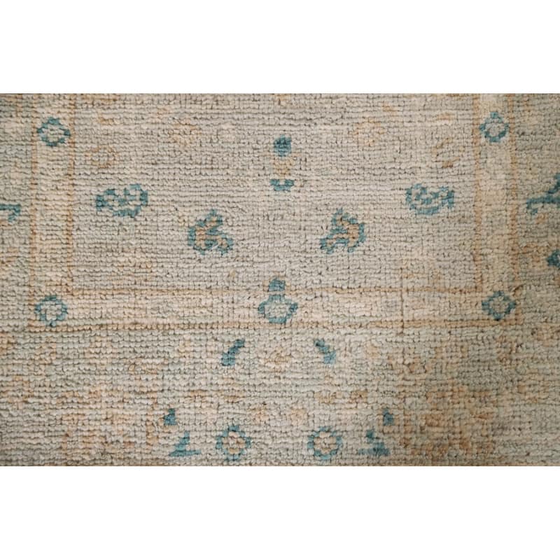 Hand Knotted Oriental 100% Wool Carpet Transitional Floral Green Oushak Area Rug - 2' 9'' X 1' 11''