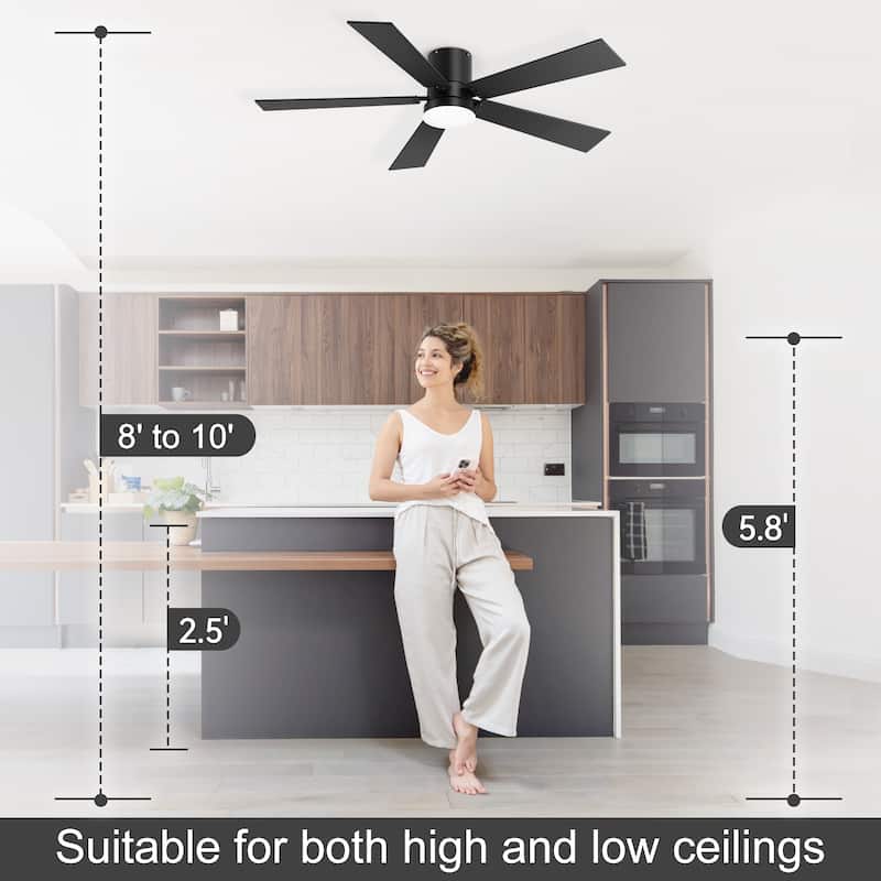 2 Set 42-inch Integrated LED Ceiling Fan with Light and Remote(5 Reversible Blades)