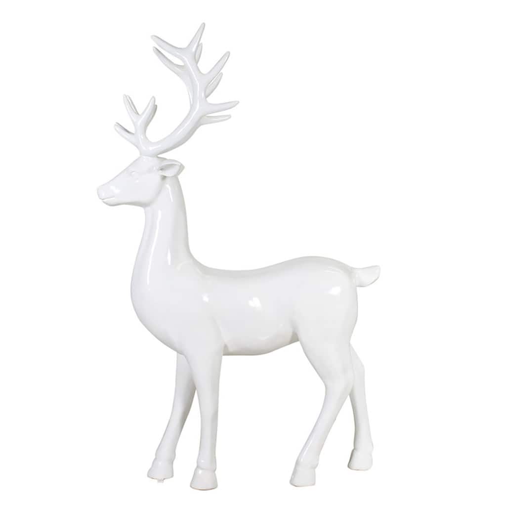 Standing Reindeer Fiberglass Commercial Outdoor Christmas Decoration - 70" - White