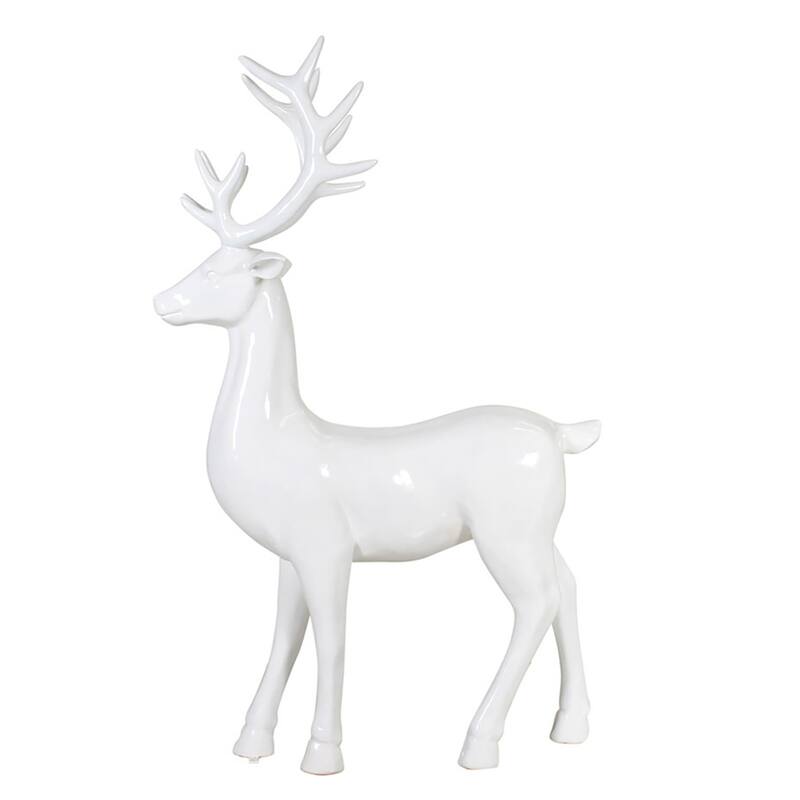 Standing Reindeer Fiberglass Commercial Outdoor Christmas Decoration - 70" - White