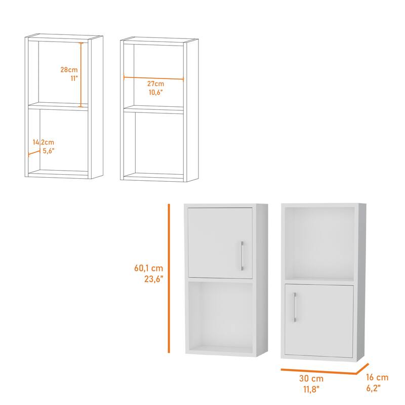 2 Bathroom Medicine Cabinets with Open Shelf