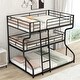 preview thumbnail 2 of 11, Industrial Concise Style Full XL over Twin XL over Queen Size Triple Bunk Bed,Metal Bed with Two Size Ladder on Each Side