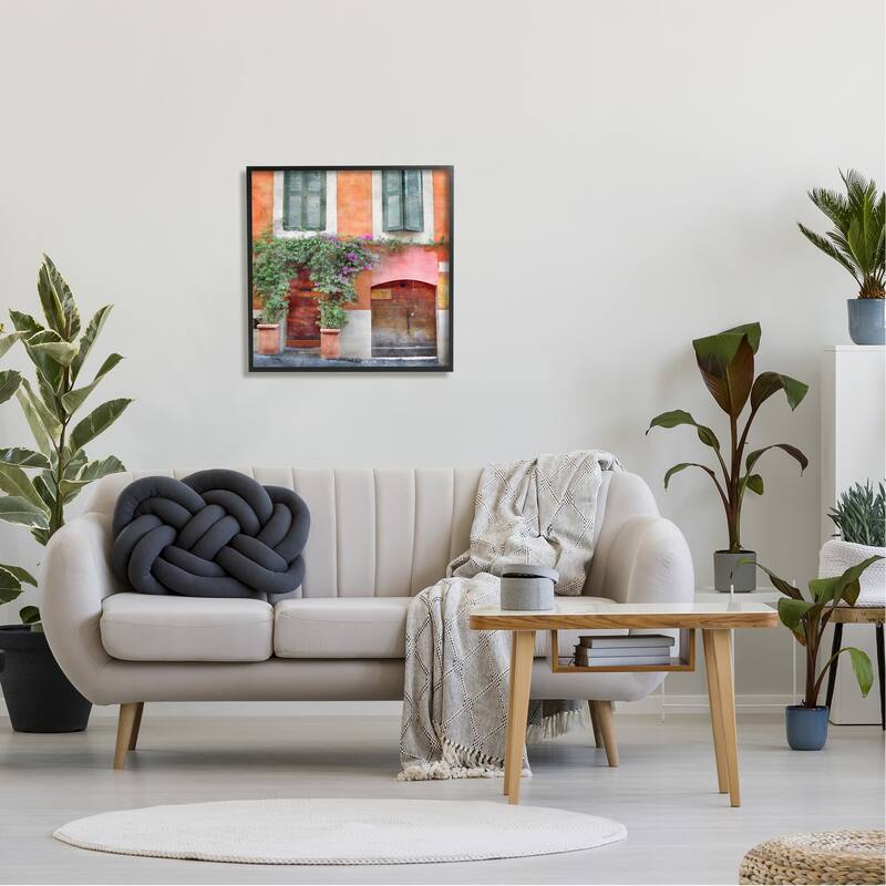 Stupell Floral Building in Italy Framed Giclee Art Design by LSR Design Studio
