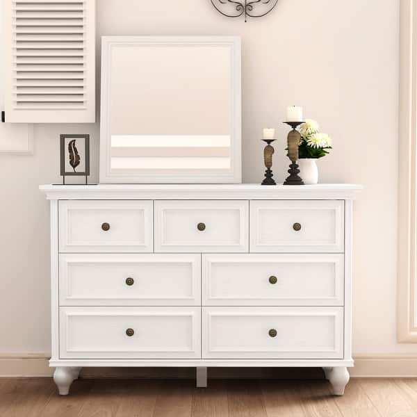 7-Drawer Vintage Dresser with Metal Handles for Bedroom - Bed Bath & Beyond  - 41344632